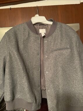 H&M Grey Wool-Blend Bomber Jacket